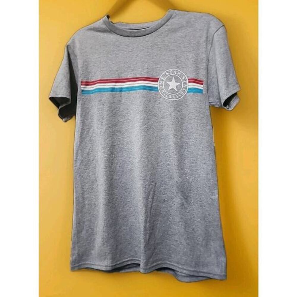 Texas Lone Star State Shirt Mens Small Gray‎ Red White Blue Logo Star Travel
